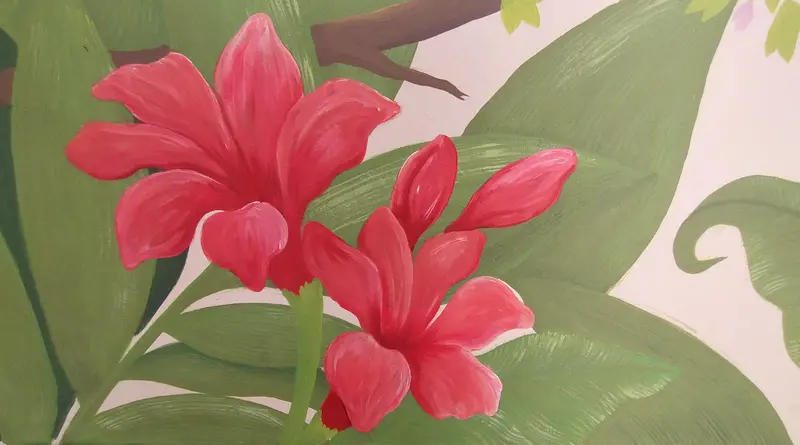 Detalle de las flores rojas